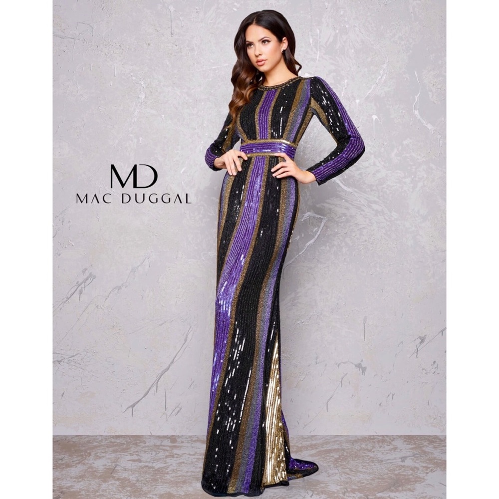 Mac Duggal - Purple / Gold / Black - Column Dress